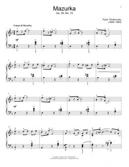 page one of Mazurka In D Minor, Op. 39, No. 10 (Educational Piano)