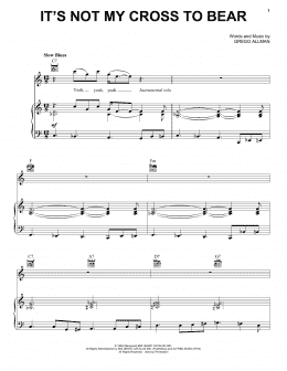 page one of It's Not My Cross To Bear (Piano, Vocal & Guitar Chords (Right-Hand Melody))