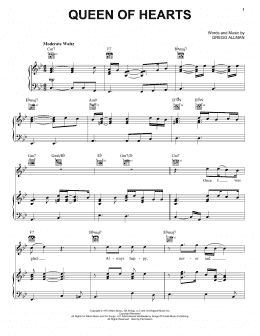 page one of Queen Of Hearts (Piano, Vocal & Guitar Chords (Right-Hand Melody))