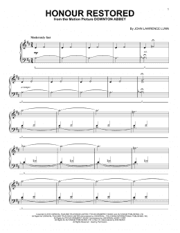 page one of Honour Restored (from the Motion Picture Downton Abbey) (Piano Solo)