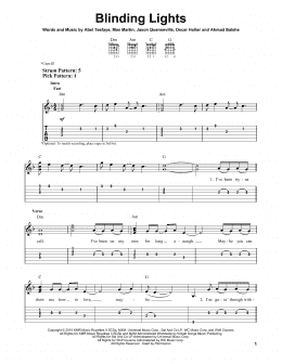 page one of Blinding Lights (Easy Guitar Tab)