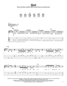 page one of GIRL (Easy Guitar Tab)