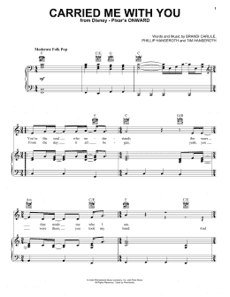 page one of Carried Me With You (from Onward) (Piano, Vocal & Guitar Chords (Right-Hand Melody))