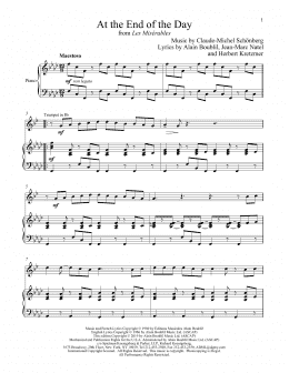 page one of At The End Of The Day (from Les Miserables) (Trumpet and Piano)