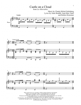 page one of Castle On A Cloud (from Les Miserables) (Clarinet and Piano)