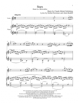page one of Stars (from Les Miserables) (Violin and Piano)