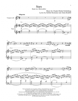 page one of Stars (from Les Miserables) (Trumpet and Piano)
