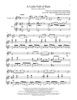 page one of A Little Fall Of Rain (from Les Miserables) (Trumpet and Piano)