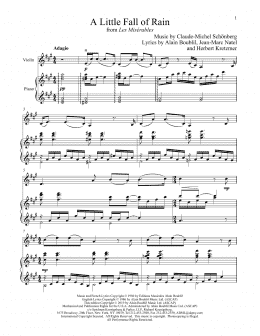 page one of A Little Fall Of Rain (from Les Miserables) (Violin and Piano)
