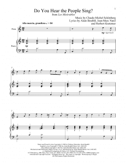 page one of Do You Hear The People Sing? (from Les Miserables) (Flute and Piano)