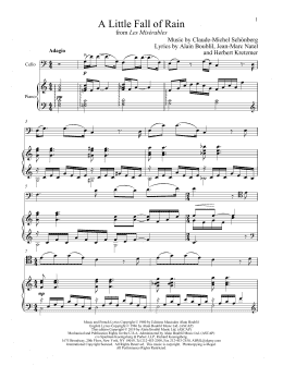 page one of A Little Fall Of Rain (from Les Miserables) (Cello and Piano)
