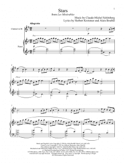 page one of Stars (from Les Miserables) (Clarinet and Piano)