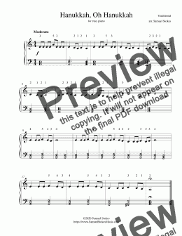 page one of Hanukkah, Oh Hanukkah (O Chanukah) - for easy piano