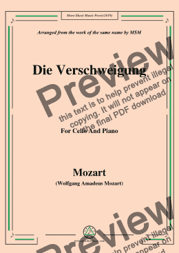 page one of Mozart-Die verschweigung,for Cello and Piano