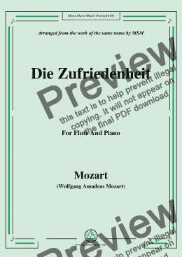 page one of Mozart-Die zufriedenheit,for Flute and Piano