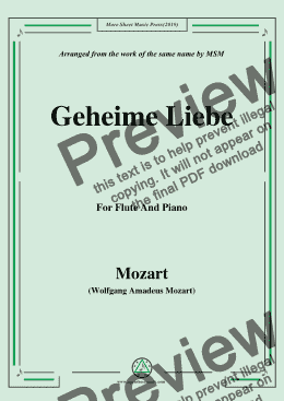 page one of Mozart-Geheime Liebe,for Flute and Piano