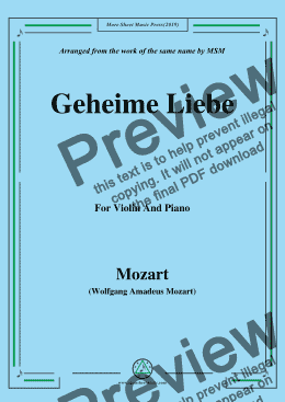 page one of Mozart-Geheime Liebe,for Violin and Piano
