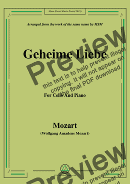 page one of Mozart-Geheime Liebe,for Cello and Piano