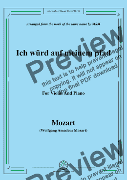 page one of Mozart-Ich würd auf meinem pfad,for Violin and Piano