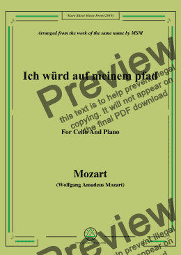 page one of Mozart-Ich würd auf meinem pfad,for Cello and Piano