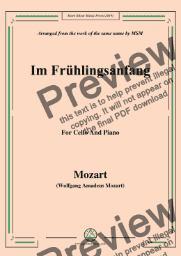 page one of Mozart-Im frühlingsanfang,for Cello and Piano