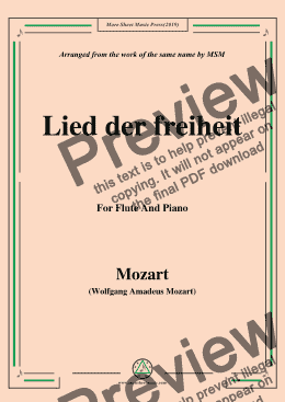 page one of Mozart-Lied der freiheit,for Flute and Piano