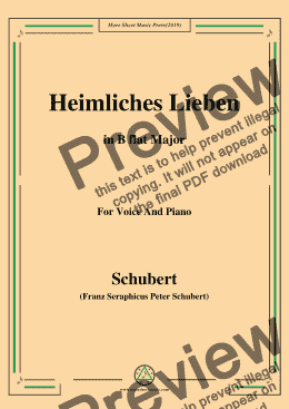 page one of Schubert-Heimliches Lieben,Op.106 No.1,in B flat Major,for Voice&Piano