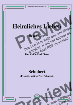 page one of Schubert-Heimliches Lieben,Op.106 No.1,in B Major,for Voice&Piano