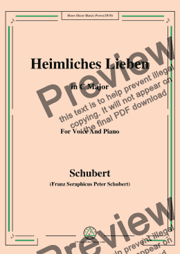 page one of Schubert-Heimliches Lieben,Op.106 No.1,in C Major,for Voice&Piano