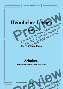page one of Schubert-Heimliches Lieben,Op.106 No.1,in D Major,for Voice&Piano