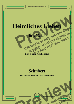 page one of Schubert-Heimliches Lieben,Op.106 No.1,in A Major,for Voice&Piano