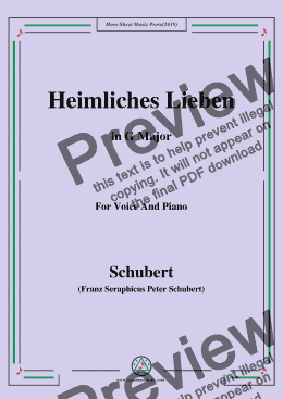 page one of Schubert-Heimliches Lieben,Op.106 No.1,in G Major,for Voice&Piano