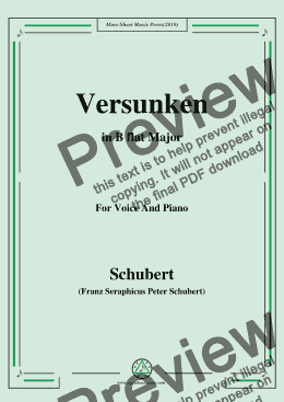 page one of Schubert-Versunken,in B flat Major,for Voice&Piano