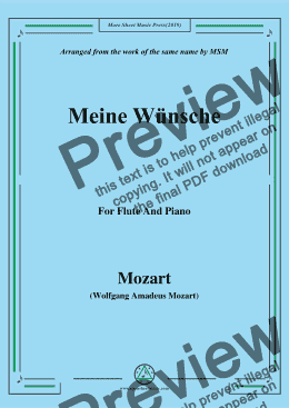 page one of Mozart-Meine wünsche,for Flute and Piano
