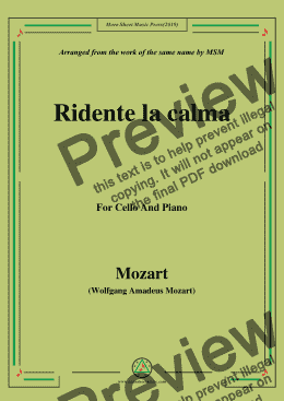 page one of Mozart-Ridente la calma,for Cello and Piano