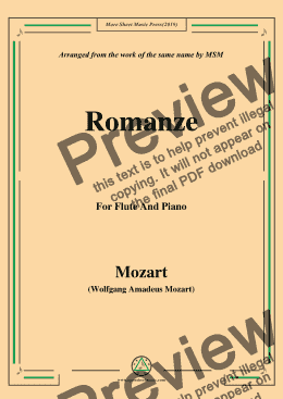 page one of Mozart-Romanze,for Flute and Piano
