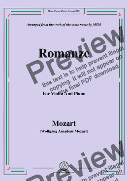 page one of Mozart-Romanze,for Violin and Piano