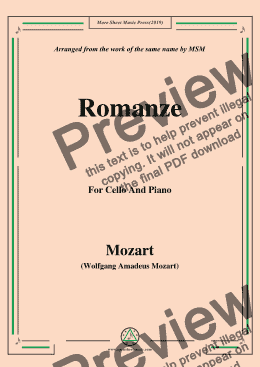 page one of Mozart-Romanze,for Cello and Piano