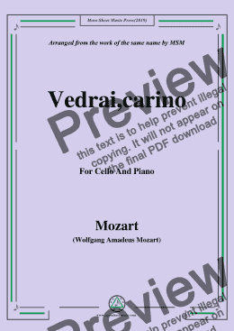page one of Mozart-Vedrai,carino,for Cello and Piano