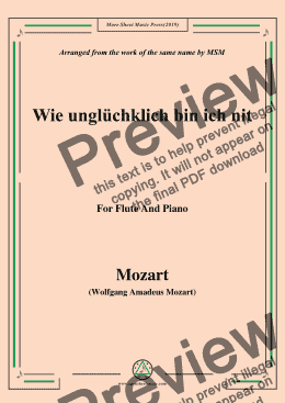 page one of Mozart-Wie unglüchklich bin ich nit,for Flute and Piano