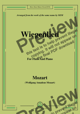 page one of Mozart-Wiegenlied,for Flute and Piano