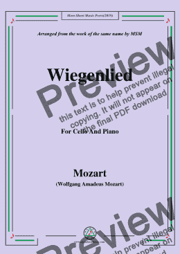 page one of Mozart-Wiegenlied,for Cello and Piano