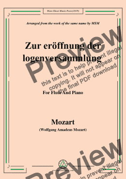page one of Mozart-Zur eröffnung der logenversammlung,for Flute and Piano