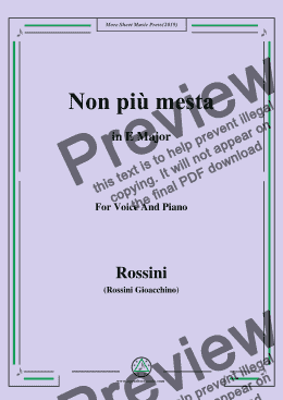 page one of Rossini-Non,più mesta,from 'La Cenerentola',in E Major,for Voice and Piano