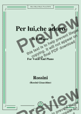 page one of Rossini-Per lui,che adoro,from 'L'italiana in Algeri',in F Major,for Voice and Piano