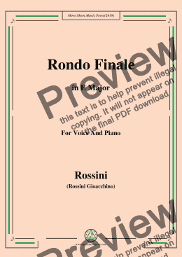 page one of Rossini-Rondo Finale,from 'La Cenerentola',in E Major,for Voice and Piano