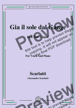 page one of Scarlatti-Gia il sole dal Gange,in E flat Major,for Voice and Piano