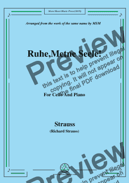 page one of Richard Strauss-Ruhe,Meine Seele!, for Cello and Piano