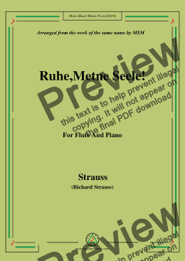 page one of Richard Strauss-Ruhe,Meine Seele!, for Flute and Piano