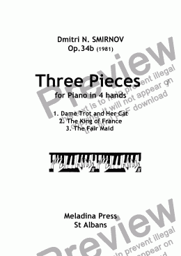 page one of 3 PIECES for piano in 4 hands op34b